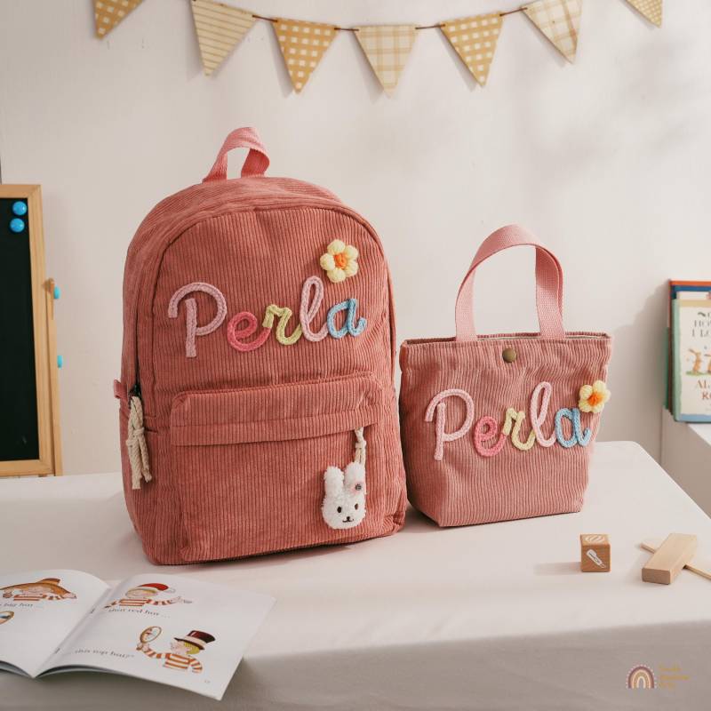 Custom Backpack & Handbag Set Back To School Gifts First Day Of Personlizaed Gift For Kids Toddlers Daycare Bags von SouthRainbowArts