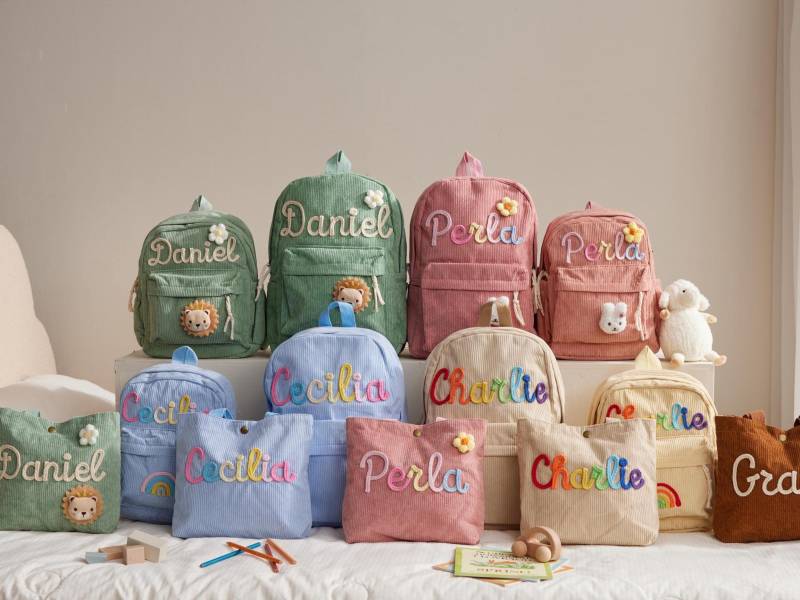 Embroidered Bags Custom Backpack & Handbag Back To School Gifts First Day Of Personlizaed Gift For Kids Toddlers von SouthRainbowArts