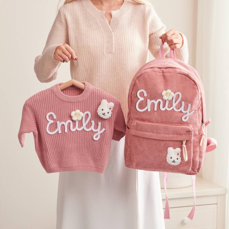 Custom Backpack & Sweater Set Back To School Gifts First Day Of Personlizaed Gift For Kids Toddlers Daycare Bags von SouthRainbowArts