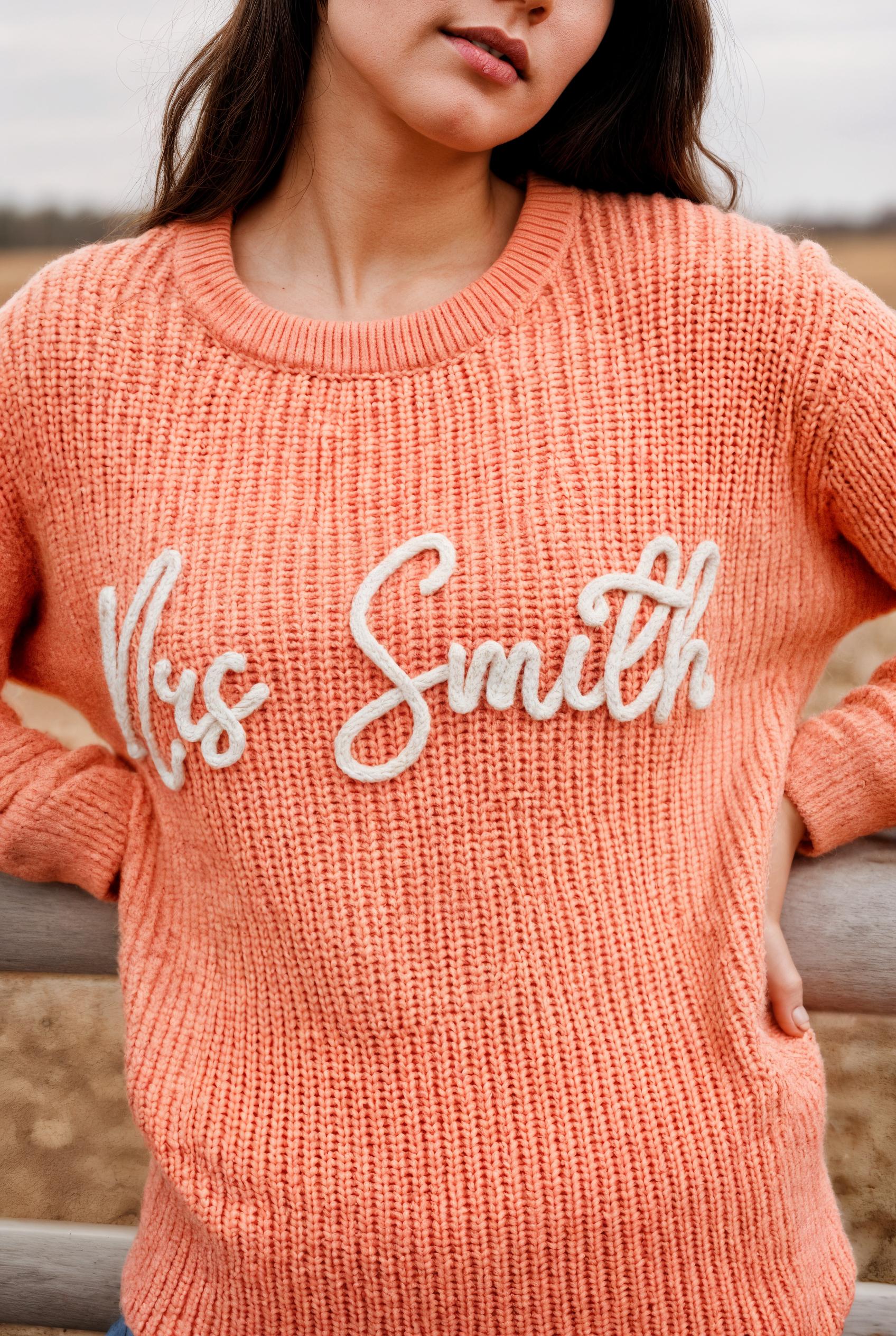 Personalized Adult Sweater, Handmade Custom Knit Pullover With Text, Unique Gift For Birthday, Christmas & More Personalized Adult Sweater, Handmade Custom Knit Pullover With Text, Unique Gift For Birthday, Christmas & More von SouthRainbowArts