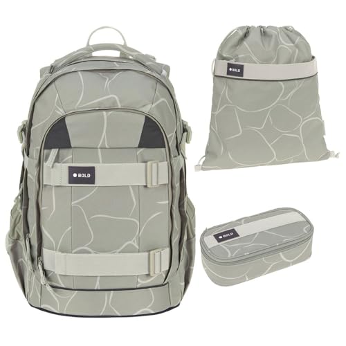 Lässig Bold Origin Schulrucksack-Set 3tlg mit Schlamperbox und Turnbeutel (Curve Sage) von Southbag