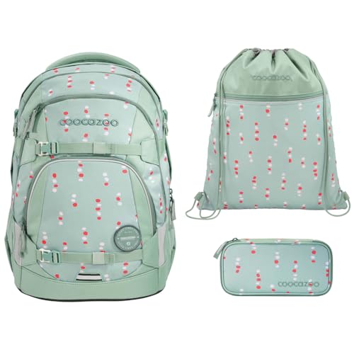 coocazoo MATE Schulranzen-Set 3tlg für Mädchen und Jungen ab der 4. Klasse mit Rucksack. Schlamperetui und Sportbeutel (Dancing Dots) von Southbag
