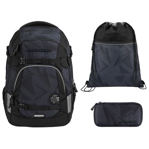 coocazoo MATE Schulranzen-Set 3tlg für Mädchen und Jungen ab der 4. Klasse mit Rucksack. Schlamperetui und Sportbeutel (Dark Mission) von Southbag