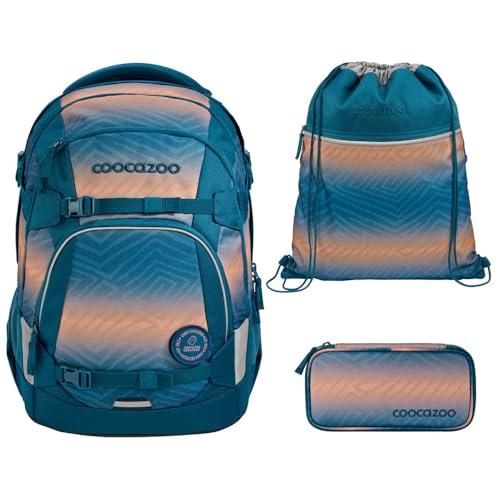 coocazoo MATE Schulranzen-Set 3tlg für Mädchen und Jungen ab der 4. Klasse mit Rucksack. Schlamperetui und Sportbeutel (Pacific Tribes) von Southbag