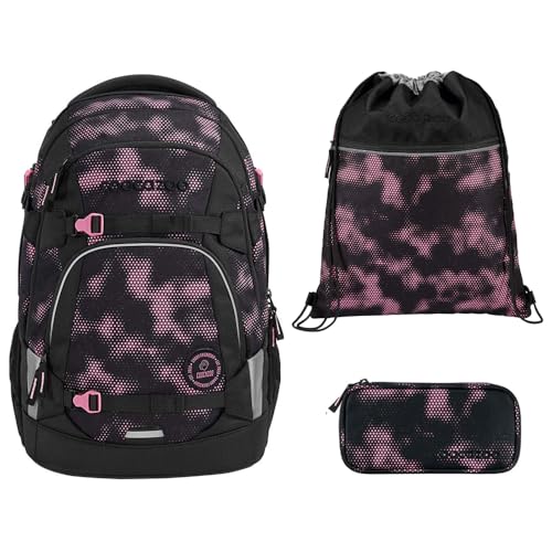 coocazoo MATE Schulranzen-Set 3tlg für Mädchen und Jungen ab der 4. Klasse mit Rucksack. Schlamperetui und Sportbeutel (Pink Illusion) von Southbag