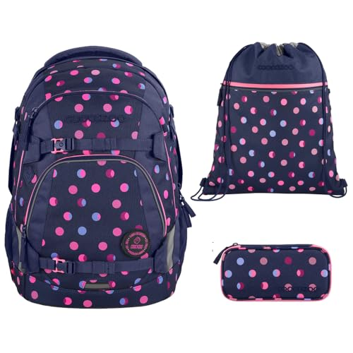 coocazoo MATE Schulranzen-Set 3tlg für Mädchen und Jungen ab der 4. Klasse mit Rucksack. Schlamperetui und Sportbeutel (Reflective Moons) von Southbag