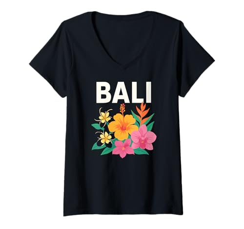 Damen Fun Bali Indonesien Sommerabenteuer Tropical Travel T-Shirt mit V-Ausschnitt Damen Fun Bali Indonesien Sommerabenteuer Tropical Travel T-Shirt mit V-Ausschnitt von Southeast Asia Backpacking Designs