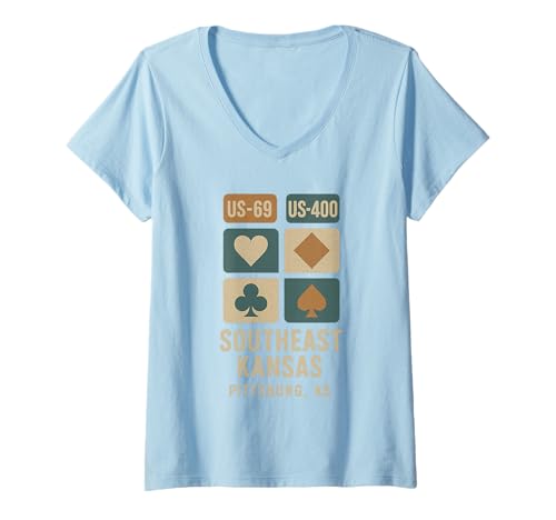 Damen Southeast Kansas Shirt Pittsburg US 69 US 400 Kartenanzüge T-Shirt mit V-Ausschnitt Damen Southeast Kansas Shirt Pittsburg US 69 US 400 Kartenanzüge T-Shirt mit V-Ausschnitt von Southeast Kansas Tee Shirts for Pittsburg KS Fans