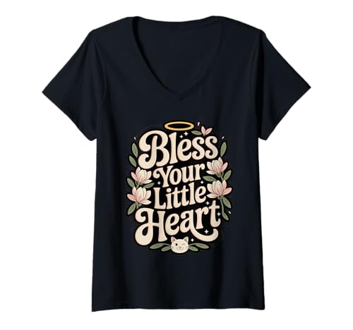 Damen Segne Dein kleines Herz T-Shirt mit V-Ausschnitt Damen Segne Dein kleines Herz T-Shirt mit V-Ausschnitt von Southern Blessings