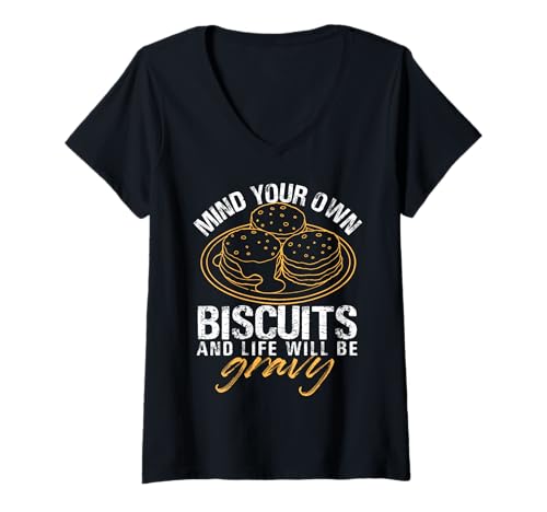 Damen Kümmere Dich um Dein eigenes Keks-Design T-Shirt mit V-Ausschnitt Damen Kümmere Dich um Dein eigenes Keks-Design T-Shirt mit V-Ausschnitt von Southern Charm Designs