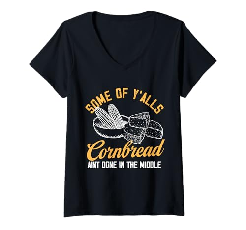Damen Lustiges Maisbrot-Humor-Design T-Shirt mit V-Ausschnitt Damen Lustiges Maisbrot-Humor-Design T-Shirt mit V-Ausschnitt von Southern Charm Designs