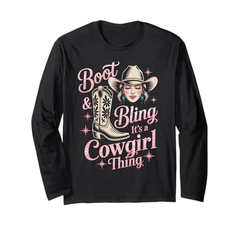 Boot and Bling Cowgirl Pride Süße Western-Mutter Damen Herren Langarmshirt Boot and Bling Cowgirl Pride Süße Western-Mutter Damen Herren Langarmshirt von Southern Country Rodeo Western Girl Outfit Rodeo