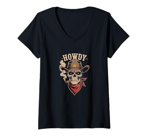 Damen Rodeo im Vintage-Stil, für Liebhaber von Western Country Texas, Braun T-Shirt mit V-Ausschnitt Damen Rodeo im Vintage-Stil, für Liebhaber von Western Country Texas, Braun T-Shirt mit V-Ausschnitt von Southern Cowgirl & Cowboy Howdy Retro Tee