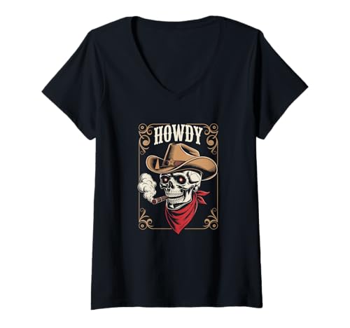 Damen Rodeo im Vintage-Stil, für Liebhaber von Western Country Texas, Braun T-Shirt mit V-Ausschnitt Damen Rodeo im Vintage-Stil, für Liebhaber von Western Country Texas, Braun T-Shirt mit V-Ausschnitt von Southern Cowgirl & Cowboy Howdy Retro Tee