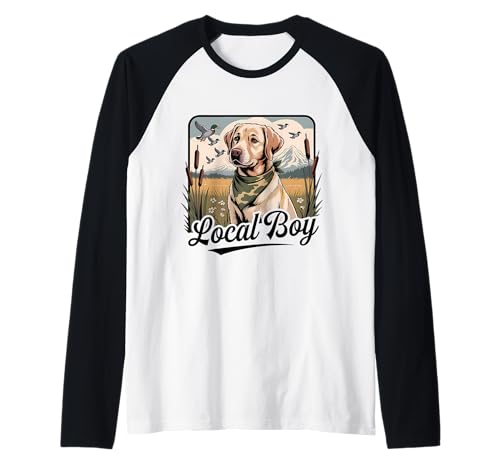 Local Boy Labrador Jagdhund Sumpfszene Sonnenuntergang Vintage Raglan von Southern Hunting Dog Marsh Scene Lover