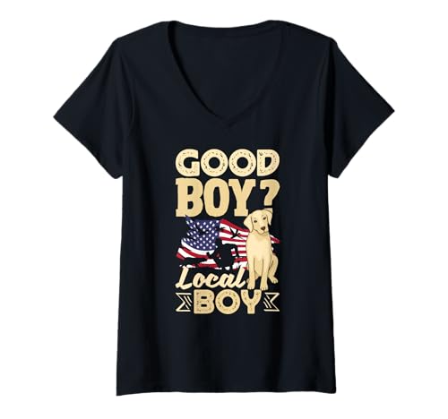 Damen Lustiger lokaler Junge Labrador Hund Ente Jagd T-Shirt mit V-Ausschnitt Damen Lustiger lokaler Junge Labrador Hund Ente Jagd T-Shirt mit V-Ausschnitt von Southern Labrador Local Boy Duck Hunting Dog gifts