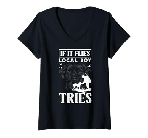 Damen Lustiger lokaler Junge Labrador Hund Ente Jagd T-Shirt mit V-Ausschnitt Damen Lustiger lokaler Junge Labrador Hund Ente Jagd T-Shirt mit V-Ausschnitt von Southern Labrador Local Boy Duck Hunting Dog gifts