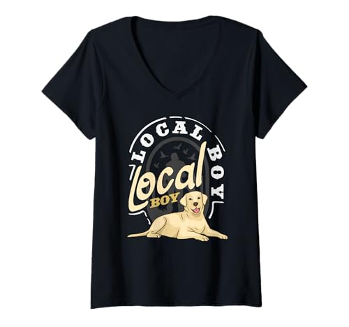 Damen Lustiger lokaler Junge Labrador Hund Ente Jagd T-Shirt mit V-Ausschnitt Damen Lustiger lokaler Junge Labrador Hund Ente Jagd T-Shirt mit V-Ausschnitt von Southern Labrador Local Boy Duck Hunting Dog gifts
