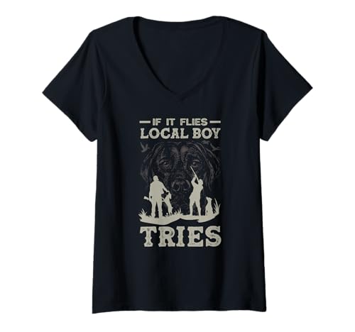 Damen Lustiger lokaler Junge Labrador Hund Ente Jagd T-Shirt mit V-Ausschnitt Damen Lustiger lokaler Junge Labrador Hund Ente Jagd T-Shirt mit V-Ausschnitt von Southern Labrador Local Boy Duck Hunting Dog gifts