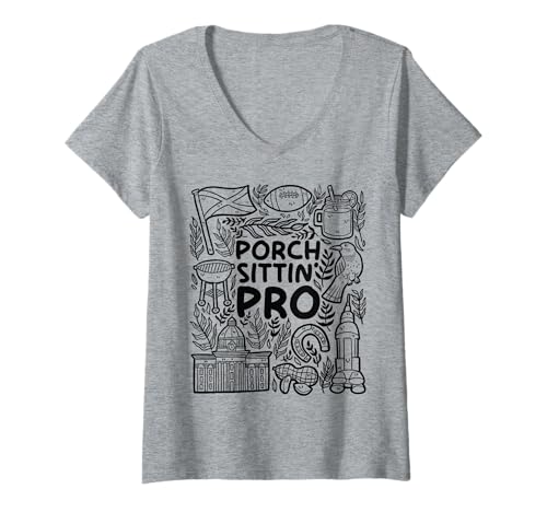 Damen Porch Sittin' Pro - Southern Lifestyle Vibes T-Shirt mit V-Ausschnitt Damen Porch Sittin' Pro - Southern Lifestyle Vibes T-Shirt mit V-Ausschnitt von Southern Porch Designs