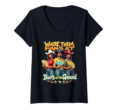 Damen Wo sie Fans bei Boots On The Ground Lustiger Westerntanz sind T-Shirt mit V-Ausschnitt Damen Wo sie Fans bei Boots On The Ground Lustiger Westerntanz sind T-Shirt mit V-Ausschnitt von Southern Rhythm Apparel