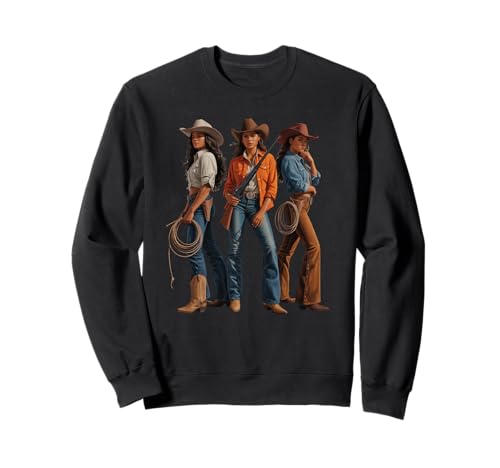 Black Cowgirl Trio, Westernmode, gewagte Rodeo-Kunst, Damen und Herren Sweatshirt von Southern Women Power Country Culture Sister Style