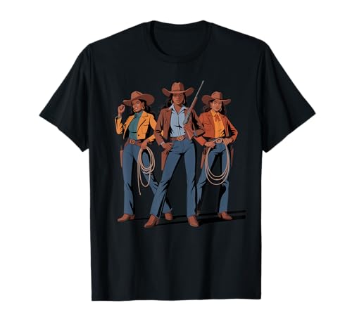 Black Cowgirl Trio, Westernmode, gewagte Rodeo-Kunst, Damen und Herren T-Shirt von Southern Women Power Country Culture Sister Style