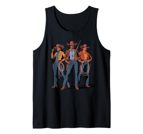 Black Cowgirl Trio, Westernmode, gewagte Rodeo-Kunst, Damen und Herren Tank Top von Southern Women Power Country Culture Sister Style