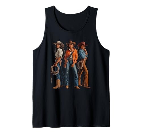 Black Cowgirl Trio, Westernmode, gewagte Rodeo-Kunst, Damen und Herren Tank Top von Southern Women Power Country Culture Sister Style