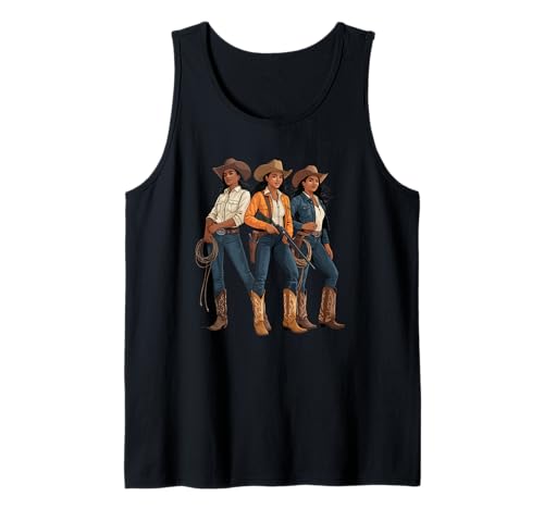 Black Cowgirl Trio, Westernmode, gewagte Rodeo-Kunst, Damen und Herren Tank Top von Southern Women Power Country Culture Sister Style