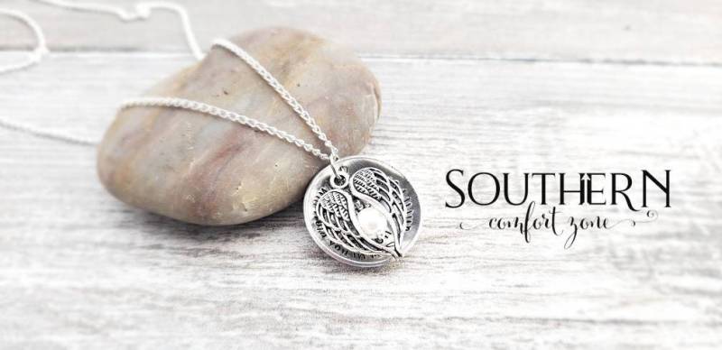 Erinnerung Medaillon Halskette Schmuck - Verlust Eines Geliebten Menschen Mama Papa Ehemann Kind Oma Personalisierte Hand Gestempelt Sympathie von SouthernComfortZone