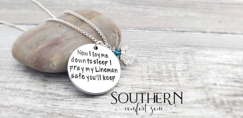 Lineman Gebetskette - Hand Gestempelter Schmuck Frau Mom Freundin Personalisiertes Geschenk Für Sie I Love My von SouthernComfortZone