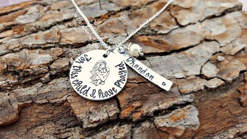 Mutter Halskette - Handgestempelter Schmuck Kinderkette Für Dieses Kind Habe Ich Gebetet Geburtstag Wunderkind Gesegnet Personalisiert Geschenk von SouthernComfortZone