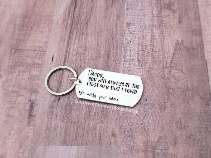 Papa, Sie Werden Immer Der Erste Mensch, Dass Ich Geliebt - Hochzeitsgeschenk Personalisiert Hand Gestempelt Vater Braut Schlüsselanhänger Papa von SouthernComfortZone