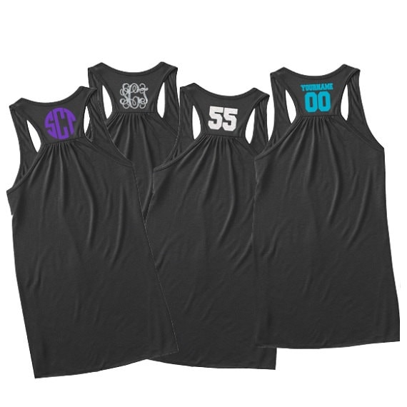 Glitzer Oder Einfarbig Personalisierung Add On Für Racerback Tank von SouthernCustomTees