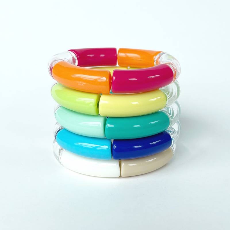 Cabana - Boca Acryl Bangle Bracelet Stack // Regenbogen Perlen Armband Resin Tube Mix & Match Schmuck von SouthernKateJewelry