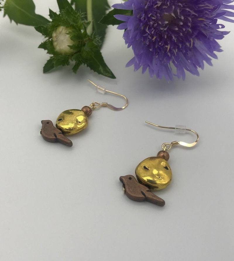 Goldener Spatz 14K Gefüllt Ohrringe | E9 von SouthernOceanDesigns