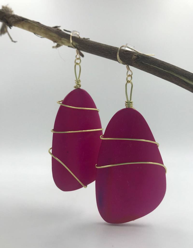 Holz Und Golddraht Umwickelt 14 K Gf Ohrringe | E34 von SouthernOceanDesigns