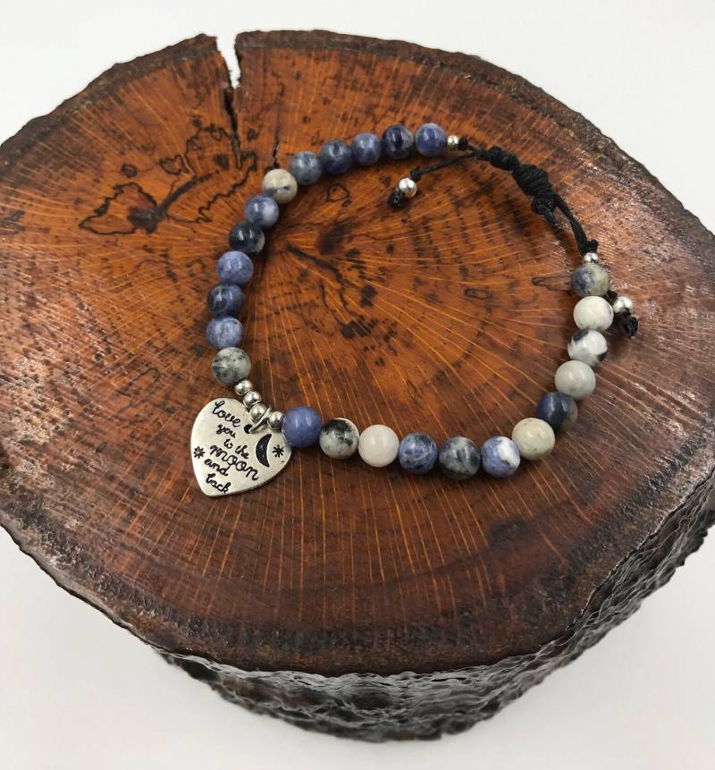 Liebe Dich Zum Mond Und Zurück-6mm Blau Solidate Verstellbare Armband | B40 von SouthernOceanDesigns