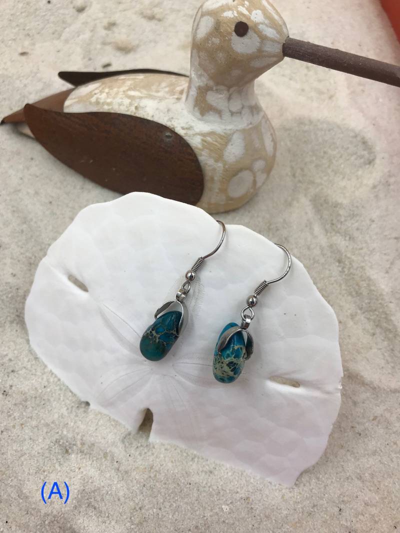 Naturstein - Türkis Blau Jaspis Ohrringe | E15 von SouthernOceanDesigns