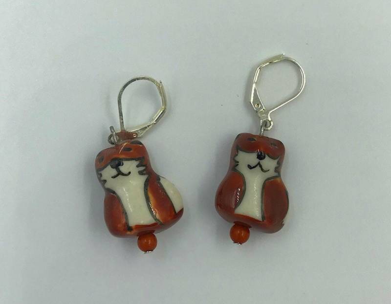 Porzellan-Red Fox-Ohrringe | E26 von SouthernOceanDesigns