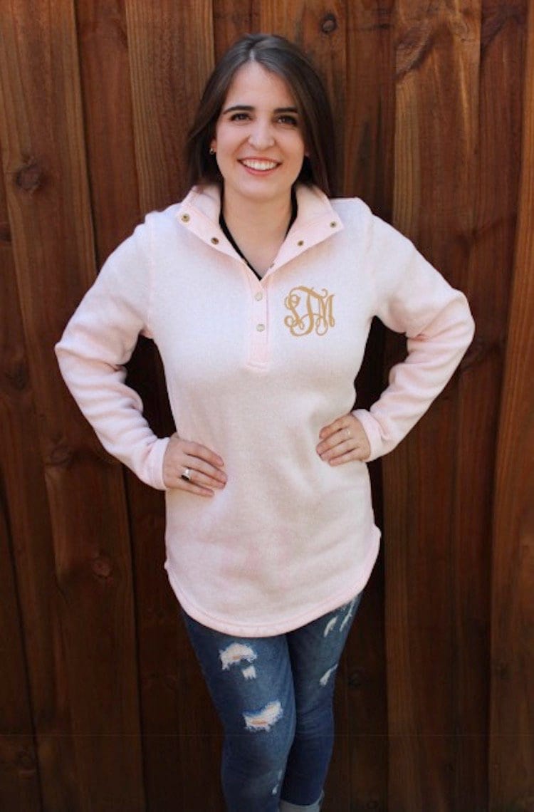 Fleece Tunika Mit Monogramm Damen Pullover Druckknöpfen von SouthernTouchMono