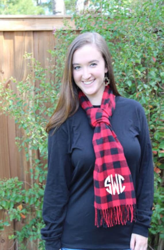 Mit Monogramm Karierter Schal Weicher Fall-Winter-Schal Mit Monogramm Karierter Schal Weicher Fall-Winter-Schal von SouthernTouchMono