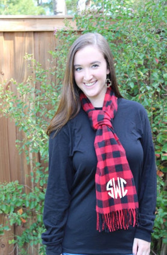Mit Monogramm Karierter Schal Weicher Fall-Winter-Schal Mit Monogramm Karierter Schal Weicher Fall-Winter-Schal von SouthernTouchMono