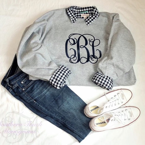 Monogramm Sweatshirt Mit Rundhalsausschnitt Großes Personalisiertes - Erwachsene Unisex Monogramm Sweatshirt Mit Rundhalsausschnitt Großes Personalisiertes - Erwachsene Unisex von SouthernTouchMono