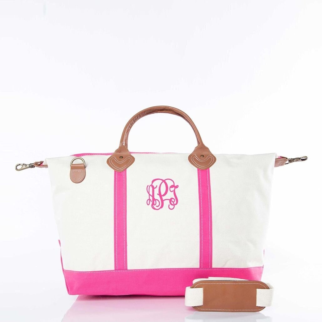 Wochenendtasche Mit Monogramm Lederakzente, Personalisierte Reise Wochenendtasche Mit Monogramm Lederakzente, Personalisierte Reise von SouthernTouchMono