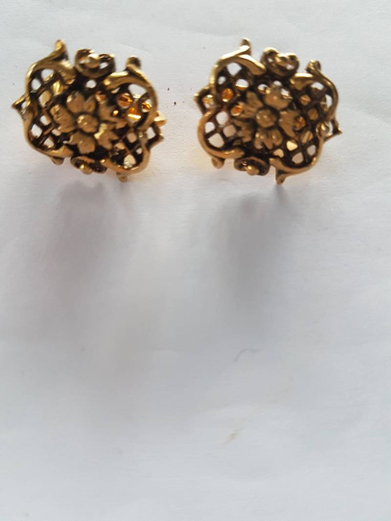 Earrings Vintage-Atemberaubende Goldtone Design-statement Glamouröser Clip Auf Rückseiten Kostümschmuck Aus Verstorbenen Anwesen von Southernhouse