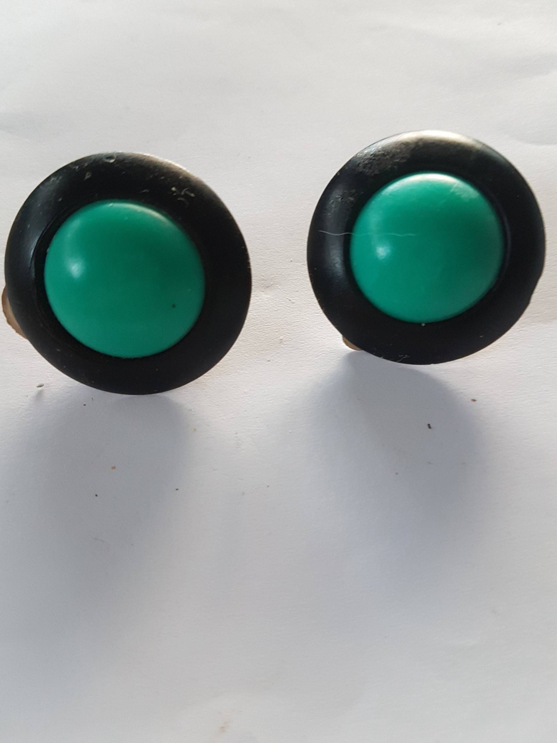 Earrings Vintage-Atemberaubende Minze Und Ebenholz Design-statement Glamour Schönen Clip Auf Rücken Kostümschmuck Aus Verstorbenen Anwesen von Southernhouse