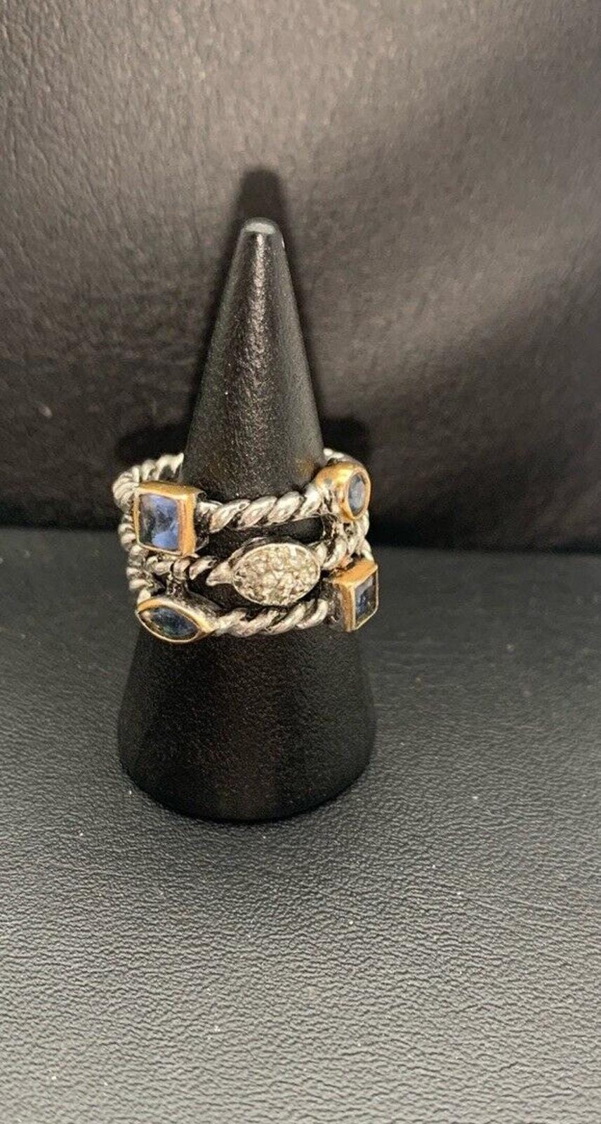 Silber Ton Twisted Triple Decker Strass Jeweled Mode Ring 6, 5 von Southernreseller