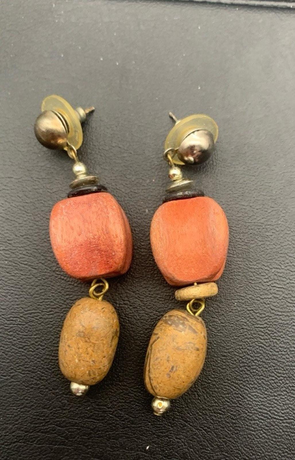 Vintage Chunky Holzohrringe Boho von Southernreseller